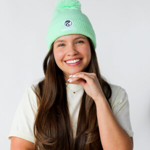 Bonnet vert à ponpon rétro 80_s